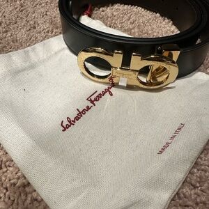 Salvatore Ferragamo reversible men’s belt with gold hardware